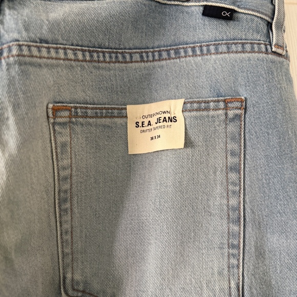 Outerknown SEA Jeans Drifter Tapered Fit Mens 36x34 Light Wash NEW - Picture 4 of 5